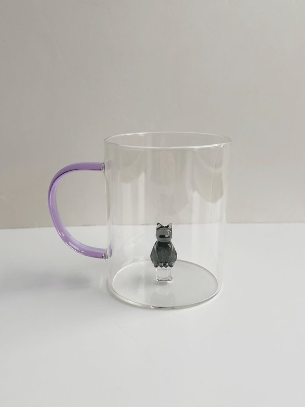 Borosilicate Glass Peekaboo Black Cat Mug